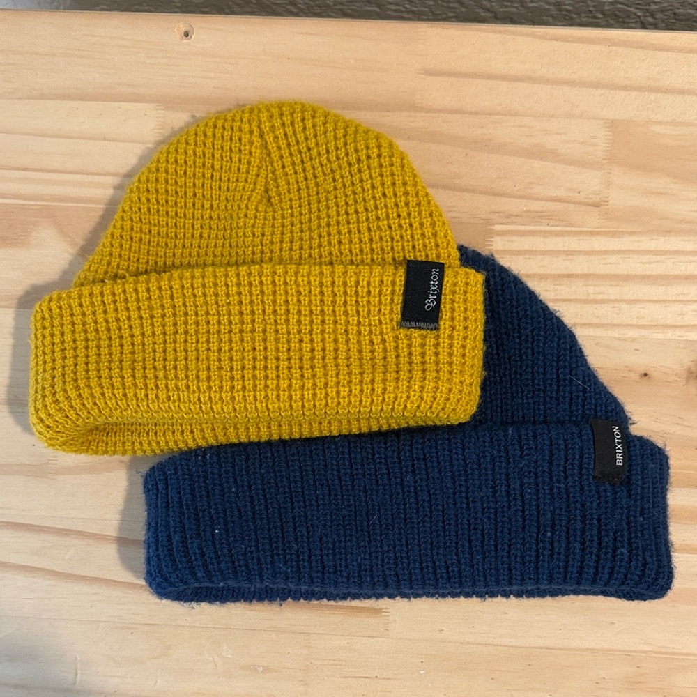 Brixton Knit Beanie Set in Mustard and Navy